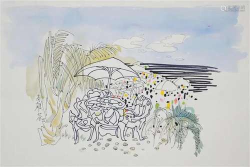 Ink with Watercolor on Paper by Wu Guanzhong