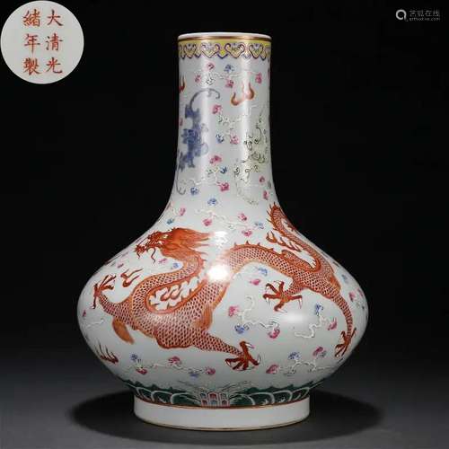 A Chinese Famille Rose Dragon Vase