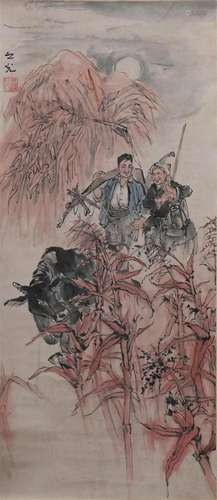 A Chinese Scroll Painting By Xie Zhiguang