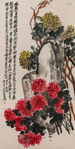 A Chinese Scroll Painting By Wu Changshuo