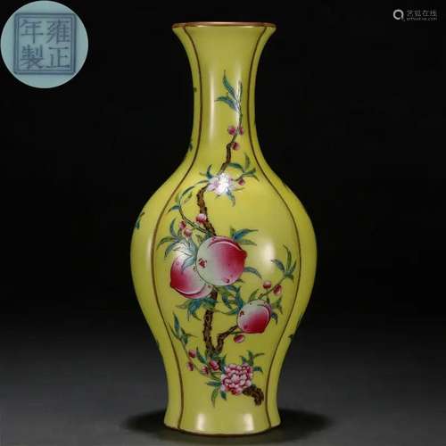 A Chinese Famille Rose Olive Shaped Vase