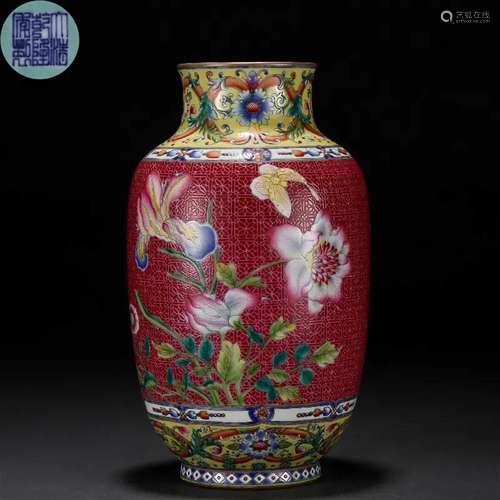 A Chinese Famille Rose Lantern Vase