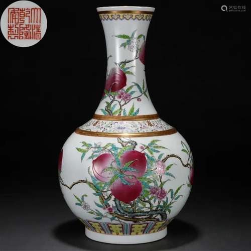 A Chinese Famille Rose Peaches Decorative Vase