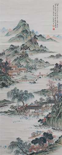 A Chinese Scroll Painting By Lu Xiaoman