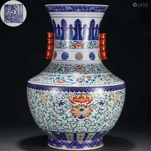 A Chinese Doucai Glaze Floral Scrolls Zun Vase