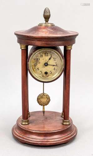 Wooden clock with 4 columns, in the