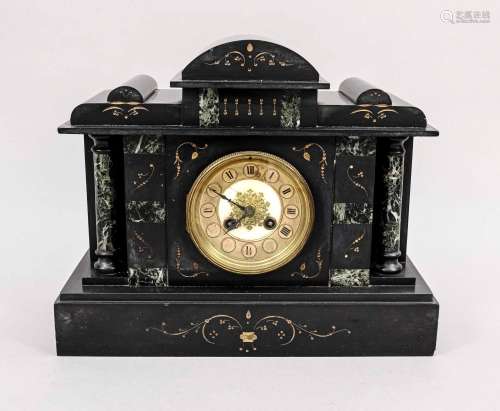 Black/green marble mantel clock, 2n