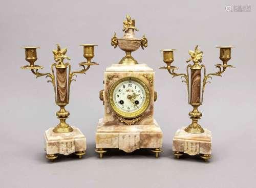 3-piece marble table clock, 2nd hal