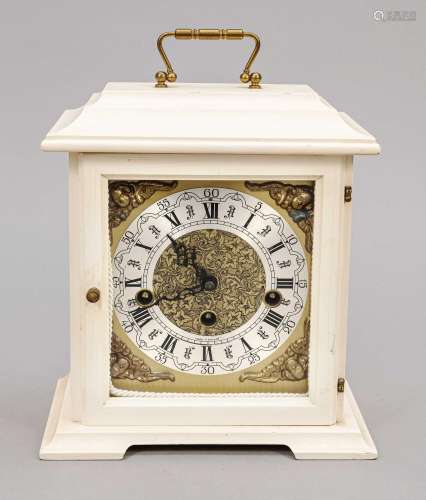 Table clock, white wood, Westminste