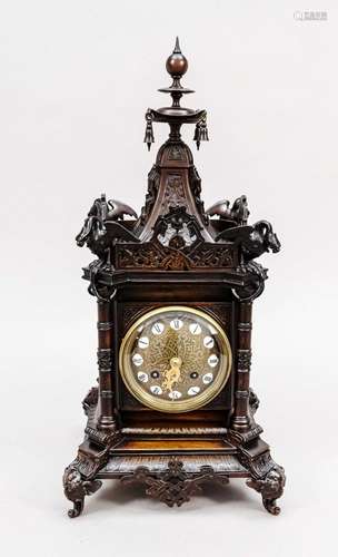 Bronze clock in tower construction,