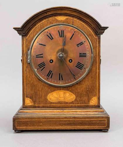 Art Nouveau table clock, oak with l