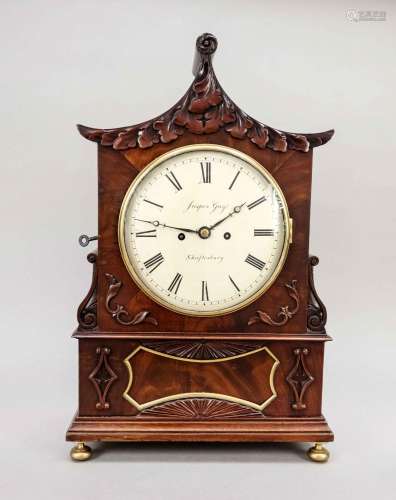 Bracket Clock, mahogany case with g