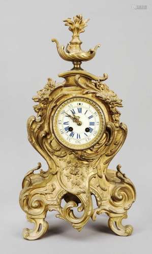 Chimney clock cast brass gilded, 2n