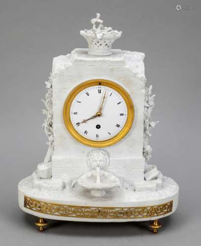 white porcelain clock, unglazed and