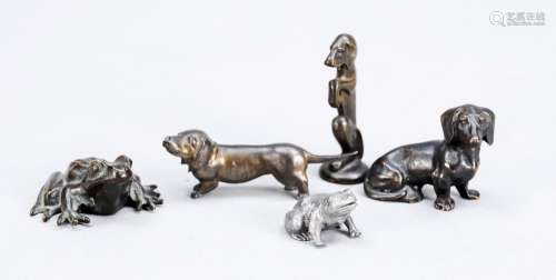 Group of 5 small animal sculptures,