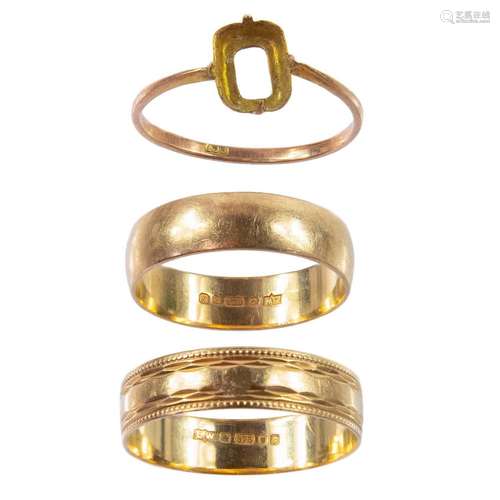 Three 9ct gold rings