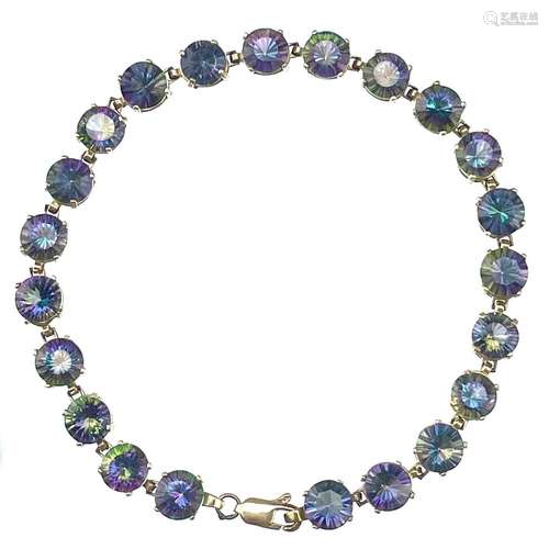 A 10ct gold mystic topaz set bracelet,