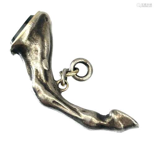 A silver seal fob and pipe tamper in the form of a horses le...