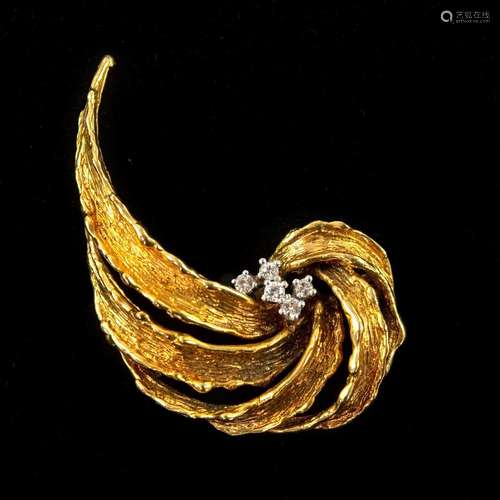 A 1960`s 9ct gold diamond set five stone brooch.