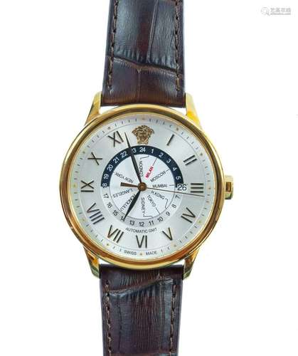 A Versace automatic GMT gentleman`s gold plated gentleman`s ...