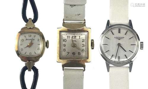 Three manual wind wrist watches.