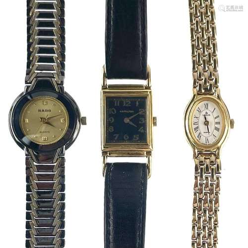 Three ladies quartz wristwatches by Hamilton, Rado and Lorus...