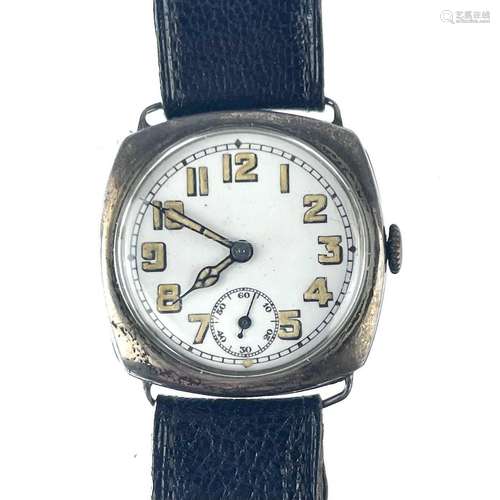 An early 20th century silver cased trench wristwatch, by The...