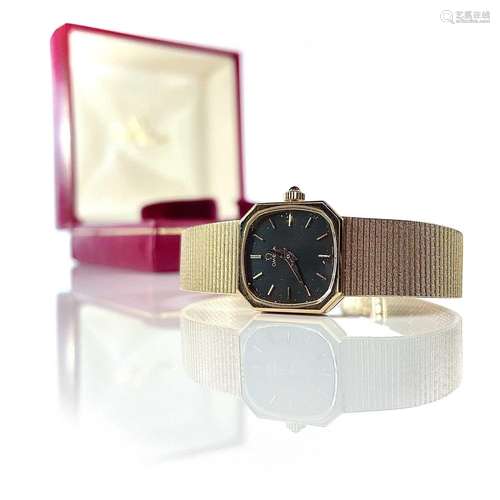 An Omega 9ct ladies manual wind bracelet wristwatch.