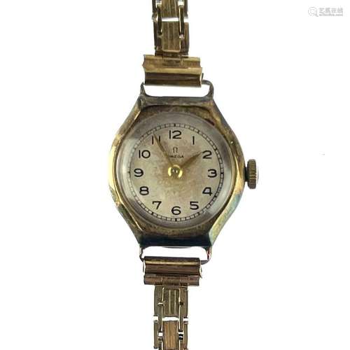 An Omega 9ct gold ladies manual wind bracelet wristwatch,