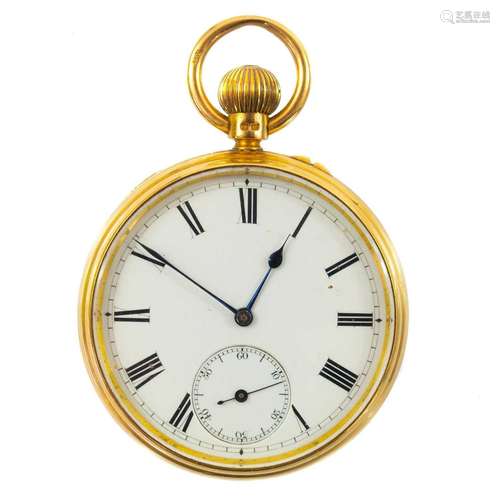 An 18ct gold pocket watch Open face crown wind