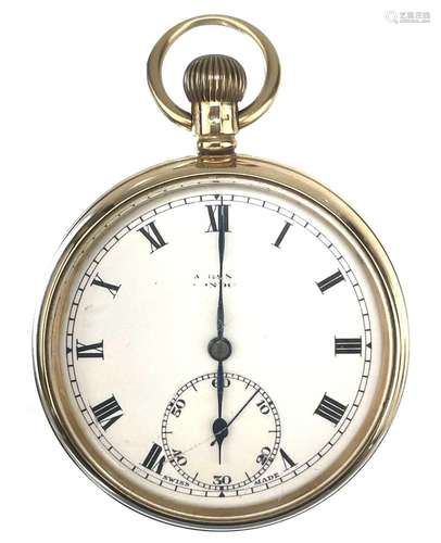 A 9ct rose gold crown wind pocket watch for J W Benson Ltd.