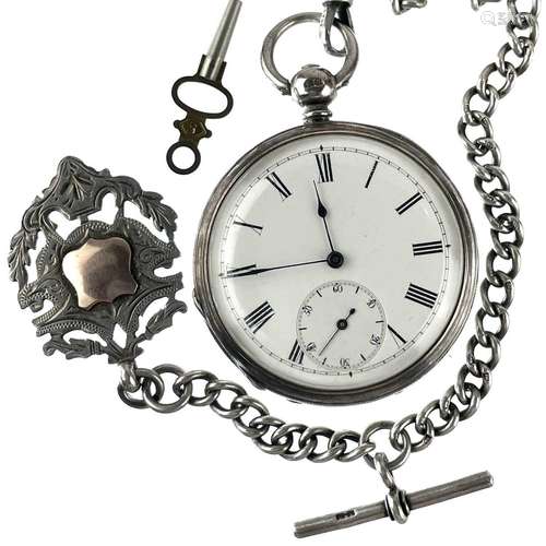 A Victorian silver cased key wind pocket watch.