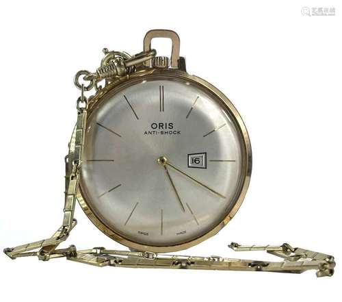 An Oris 1970`s gold plated crown wind dress pocket watch.