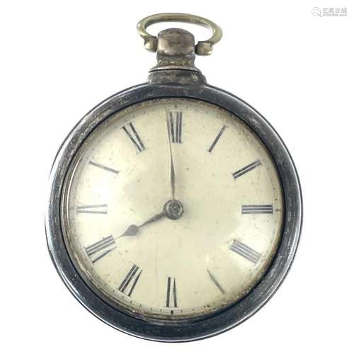 An early Victorian silver pair case pocket watch, with fusee...