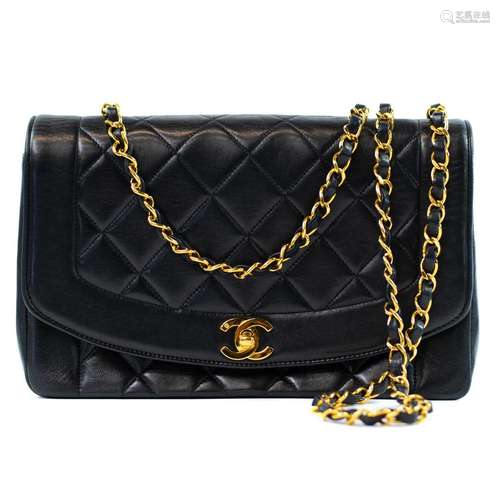 A Chanel Diana Big Flap handbag in black lambskin and gold t...