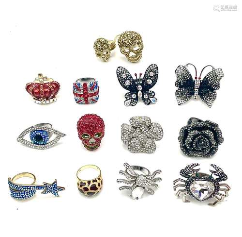 A collection of Butler & Wilson fashion jewellery rings.