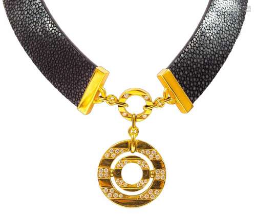 Bulgari – An 18ct gold diamond set pendant necklace.