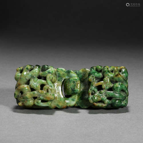Qing Dynasty Emerald Dragon Belt Buckle