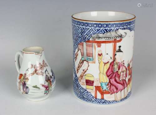 A Chinese famille rose export porcelain tankard