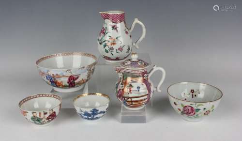 A small group of Chinese famille rose export porcelain teawa...