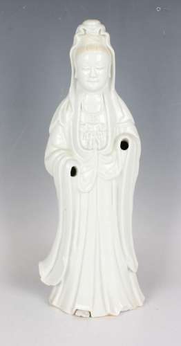A Chinese blanc-de-Chine porcelain figure of Guanyin