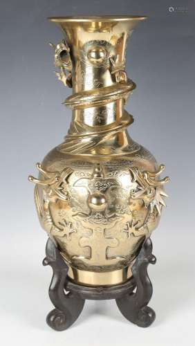 A Chinese polished bronze vase
