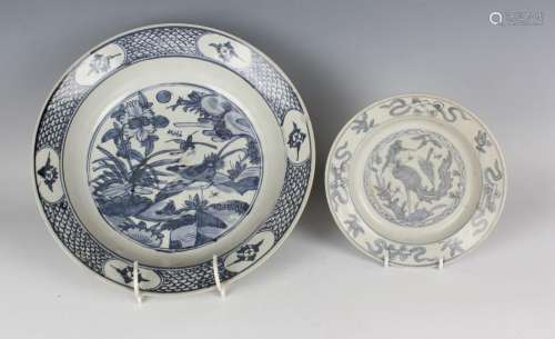 A Chinese Swatow blue and white porcelain circular dish
