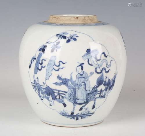 A Chinese blue and white porcelain ginger jar