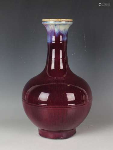 A Chinese flambé glazed bottle vase