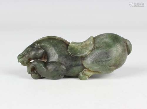 A Chinese green jade figure of a horse