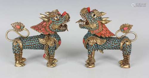 A pair of Chinese gilt metal boxes and covers