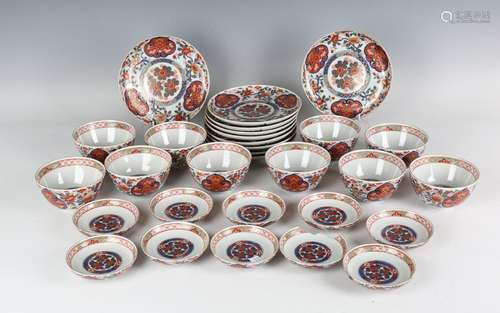 A set of ten Japanese Imari porcelain rice bowls