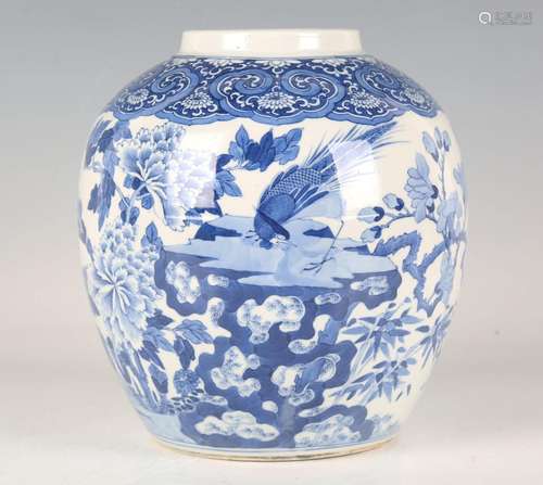 A Chinese blue and white porcelain ginger jar