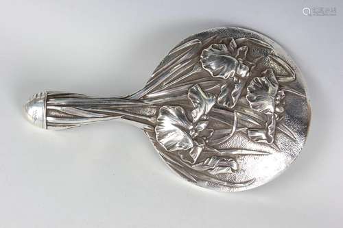 A Japanese silver backed hand mirror